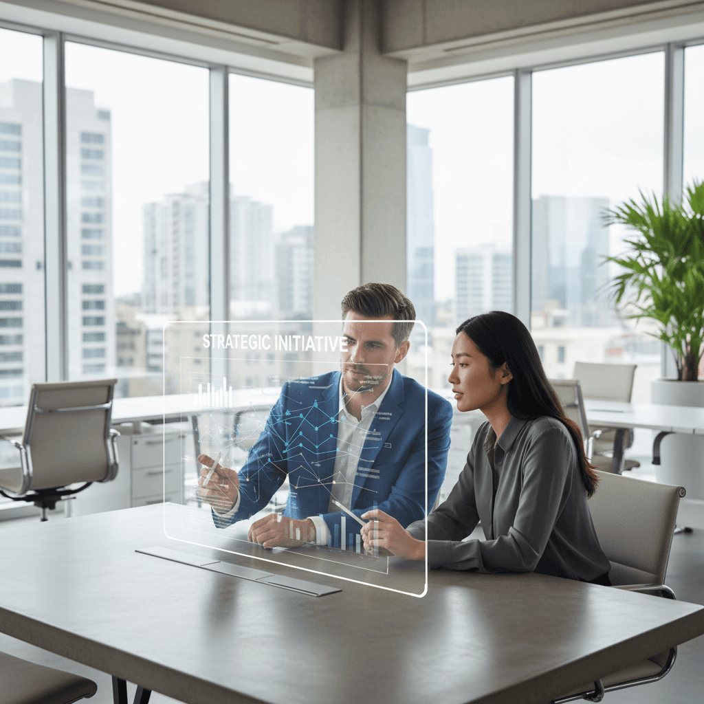Professional financial advisors in a modern office